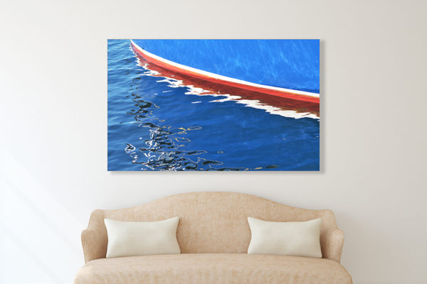 Elizabeth Hesp Fine Art installed giclee canvas Painted Boat Lines from limited edition Reflections series as interior art in residential, corporate, healthcare or hospitality project