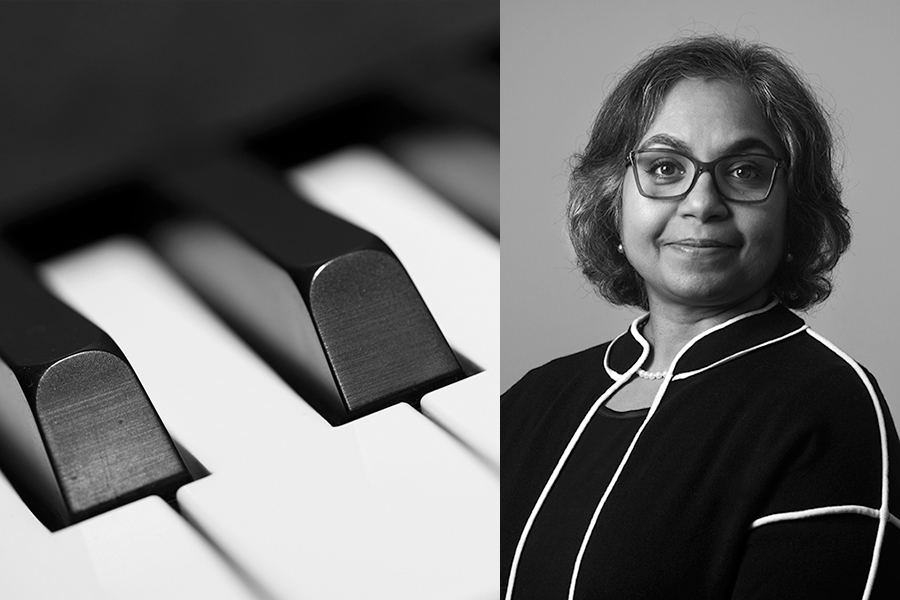 Image of visual artist Elizabeth Hesp in black and white using the rhythm of form line light and shadow